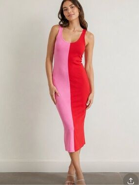 Ronny Kobo Collection Dress Size Medium Pink Red Midi